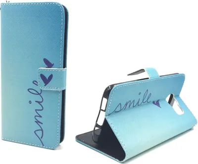 Produktbild von Handyhülle Tasche für Handy Samsung Galaxy S7 Edge  Schriftzug Smile Blau
