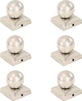 Obrázok produktu pre Kryty na plotové stĺpiky 6 ks s guľou, oceľ 71x71 mm