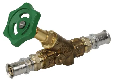 Produktbild von THPRESS Pressfitting DVGW Schrägsitzventil Messing blank für Rohr, Größe 16x2