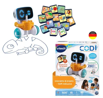 Produktbild von VTech Codi, der clevere Mal-Roboter, 4 Jahr(e), Batterien erforderlich, AA, Mehrfarbig