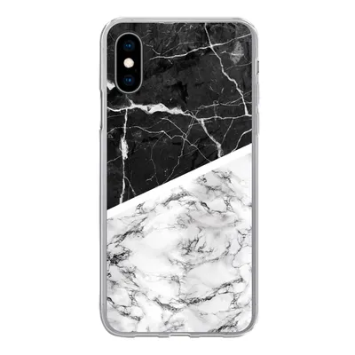 Produktbild von MuchoWow® Handyhülle Schutzhülle Hülle für iPhone X Marmor - Schwarz - Weiß Silikon Softcase Handy Hülle - Handyhülle