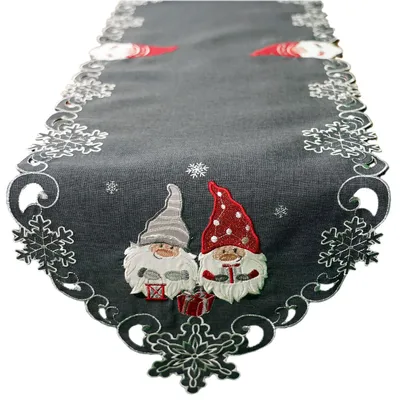 Image de Linge de table avec broderie lutin 40 x 140 cm gris foncé