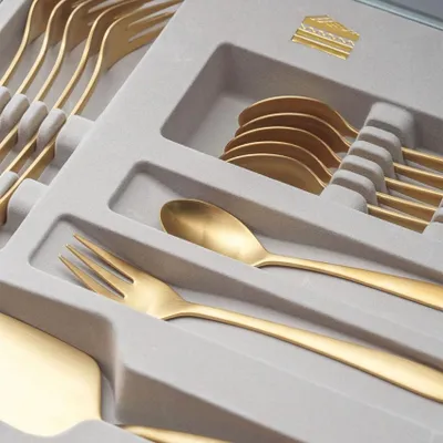 Zdjęcie produktu dla Sztućce do tortu Alpha Gold x 6 - zestaw w pudełku