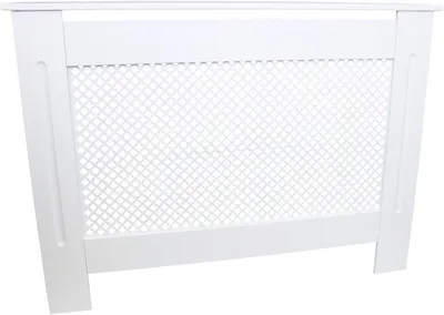 Imagen del producto de Cubierta para radiador, diseño tipo celosía, 1115 mm, MDF lacado en blanco, para radiadores