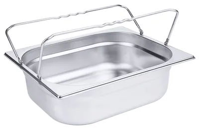 Produktbild von GN-Behälter, Gastronormbehälter, Edelstahl mit Bügelgriffen, 1/2, Größe wählbar : GN 1/2, 100 mm Variante: GN 1/2, 100 mm