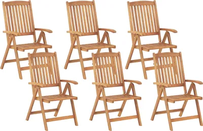 Produktbild von BELIANI Gartenstuhl 6er Set Hellbraun Akazienholz verstellbar klappbar Rutikal Landhaus Stil Outdoor Balkon Terrasse Möbel