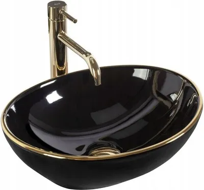 Immagine prodotto di Lavello da bagno Piano di lavoro Lavabo Ovale Oro Nero