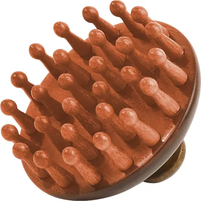 Produktbild von Sandelholz-Kopfhautmassagekamm mit ergonomischem Griff, runden Zähnen, antistatisch, für Haarwachstum, Männer und Frauen, Holz-Kopfmassagebürste