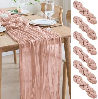 Obrázok produktu pre Ružový boho obrus na stôl 300 x 90 cm, priehľadný