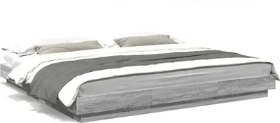 Produktbild von (NEU 2026) Bettgestell moderne, Grau Sonoma 200x200 cm - Holzwerkstoff - Klassische Betten - 59.2 kg