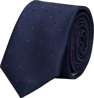 Produktbild von Fabio Farini - 1 Stück verschiedene Herren Krawatten - Schlips mit Punkten in 8cm Breite Breit (8cm), Dunkelblau (Rot, Schwarz)