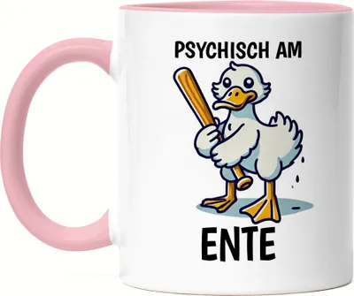 Produktbild von Psychisch am Ente Tasse rosa lustig Humor Ente Spruch witzig Geschenk