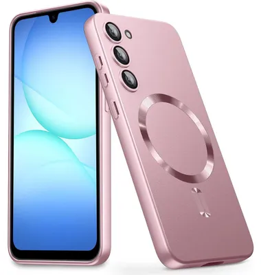 Image de Coque pour Samsung Galaxy A17 4G/5G, Protection Silicone Liquide Slim avec Anneau Magnétique Intégré - Rose
