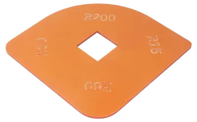 Image de Gabarit de repérage des angles arrondis R15 R30 R60 R200 pour la découpe de placards et les projets de menuiserie