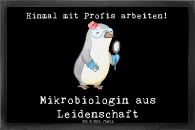 Produktbild von Mr. & Mrs. Panda Schmutzfangmatte Mikrobiologin Leidenschaft 40 x 60 cm - Schwarz - Geschenk, Bodenvorleger, Forschung, Labor, Beruf, fußmatte, Schmutzmatte, Spruch