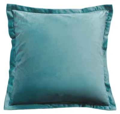 Produktbild von Kissenbezug 48x48 cm petrol samt weich mit 2 cm Steg Kissenhülle Plüsch Kissen