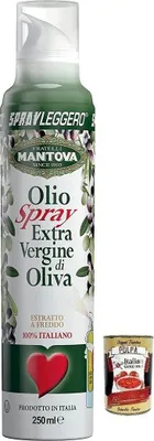 Produktbild von Fratelli Mantova Extra Natives Olivenöl Spray,100% Italienisches Sprühöl 200ml + Italian Gourmet Polpa di Pomodoro 400g Dose