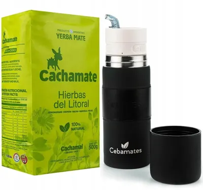 Obrázok produktu pre Sada Yerba Mate FIT: Yerbomos 3v1 500 ml + Cachamate Hierbas Litoral 500 g