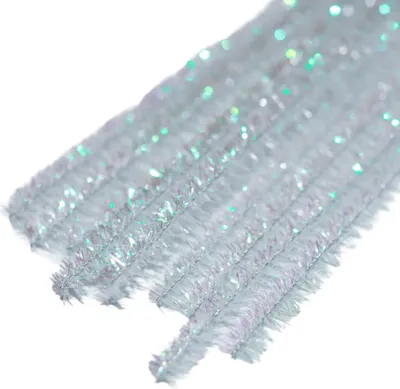 Pfeifenreiniger 10er Chenille-Draht 6mm, Länge 30cm, Glitzereffekt Farbe wählbar transparent