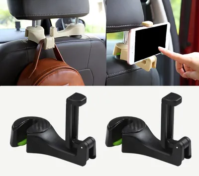 2x PKW Kopfstützen Halter Halterung für Handy / Tasche etc in Schwarz Carbon – Produktansicht