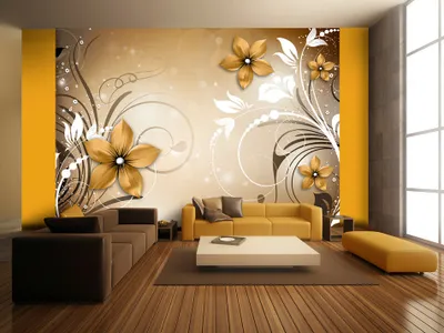 Produktbild von Vlies Fototapete Blumen 400x280 cm Tapeten Wandtapete XXL Ornament braun b-A-0044-a-b