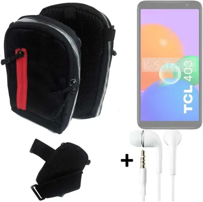Produktbild von K-S-Trade Outdoor Gürteltasche Holster Umhängetasche + Kopfhörer kompatibel mit TCL 403 schwarz Handy Tasche Case travelbag Schutzhülle