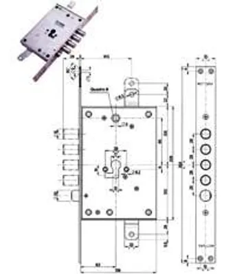 Immagine prodotto di Serratura Triplice Infilare Con Scrocco Cil. Europeo Blindate 85771/28 - mm.63 DX (85771D28N)