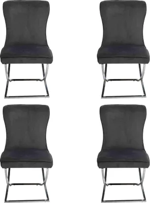 Immagine prodotto di Сhesterfield Schwarz 4x Stühle Ohne Armlehnen Metallrahmen Esszimmer Stühle