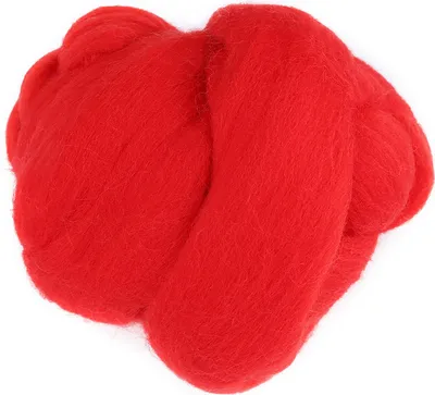 Produktbild von 55 g farbige Nadelfilzwolle, Roving, Spinnen, Nähen, Trimmen, Handarbeitsmaterial (rot)