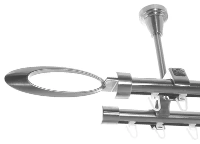 Produktbild von Innenlauf Edelstahl Look Gardinenschiene Gardinenstange 20mm Deckenträger 2-läufig Schweif D61 E85E30 II