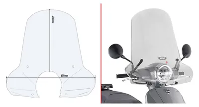 Obrázok produktu pre GIVI priehľadný predný štít 47 x 66 cm pre SYM Fiddle 125 Euro 5
