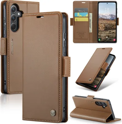 Produktbild von Galaxy A35 Hülle, Leder Brieftasche Kartenfach Schutzhülle mit Standfunktion für Samsung Galaxy A35 Braun