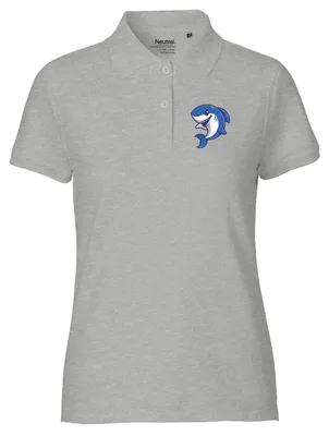 Produktbild von Huuraa Damen Polo Shirt Hai Comic L Sport Grey Bio Baumwolle Fairtrade Poloshirt Geschenkidee