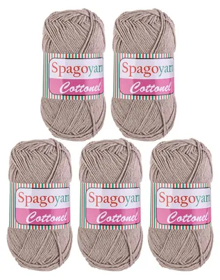 5 x 100g Strickgarn Cottonel Uni Häkelwolle Handstrickgarn graubeige