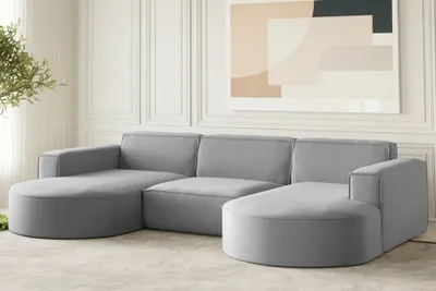 Produktbild von Wohnlandschaft U-Form Sofa PALMA in Stoff Opera Velvet Grau