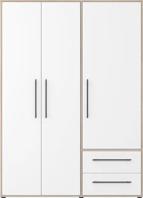 Produktbild von Drehtürenschrank >MOKKARIS< in Sonoma Eiche/Weiß - 144,4x200,1x58,8cm (BxHxT)