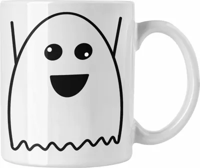 Produktbild von Trendation - Halloween Tasse Kürbis Dekoration Becher Lustiger Geist (Weiß)