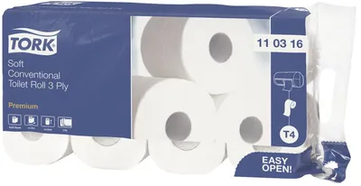 Produktbild von Tork Toilettenpapier Premium 110316 3lagig weiß 8 Rl./Pack.