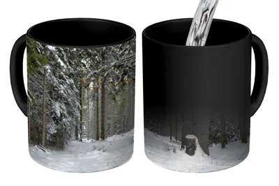 Obrázok produktu pre KitchenYeah® Magický hrnček Magický hrnček Magické zimné stromy v lese pri Viedni v Rakúsku 350 ml hrnček na zmenu farby nápad na darček - magický hrnček - fotohrnček - keramické hrnčeky - obrázky - hrnček Ka