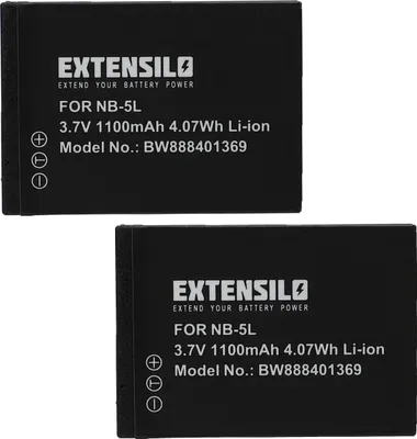 Produktbild von EXTENSILO 2x Akku kompatibel mit Canon PowerShot S100, SD900, SD900Ti, SD700, SD800, SX210 IS, SX120 IS, SX200 IS Kamera (1100 mAh, 3,7 V, Li-Ion)
