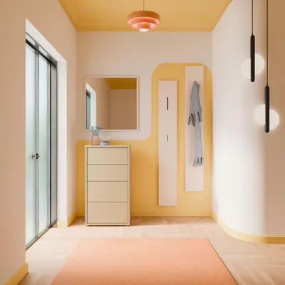 Produktbild von Forte ALICE SPRINGS Kommode 50 60, modern-minimalistisch, 4 Schubladen, Wohn-/Schlafzimmer, Holzwerkstoff, Buttergelb, 54,8 cm breit x 99,1 cm hoch x 34,9 cm tief