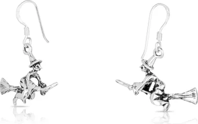 Produktbild von Ohrhänger Hexe im Mond, 925 Silber, 14mm, Gothic, Fantasy Schmuck
