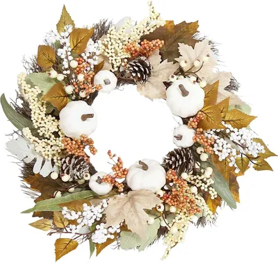 Produktbild von Herbstkränze für die Haustür, 45 cm, Herbstdekorationen für den Außenbereich für die Veranda, großer Herbst-Kürbiskranz für Halloween,Dekoration