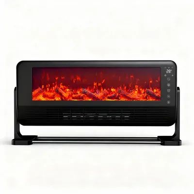 Produktbild von Elektrokamin 2000 W, Kaminofen mit LED-Flammen, Heizgerät & Heizer, kompakt 60,5×15,5×28,4 cm