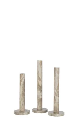 Produktbild von J-Line Set Von 3 Kerzenhalter Marmor Beige