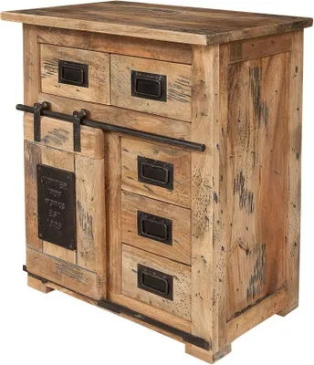 Image de MASSIVMOEBEL24 | Buffet 70x45 Manguier laqué Bois naturel RAILWAY #111