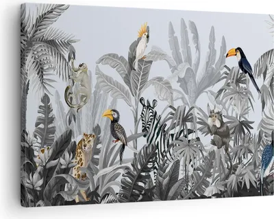 Produktbild von Bild auf Leinwand - Leinwandbild - Einteilig - Dschungel Tiere Tukane - 70x50cm - Wand Bild - Wanddeko - Wandbilder - Leinwanddruck - Bilder - Wanddekoration - Leinwand bilder - AA70x50-4662