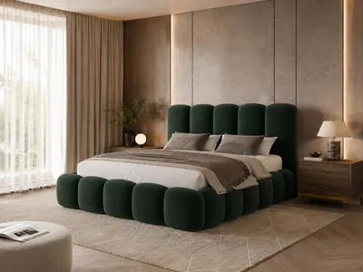 Produktbild von Emlar Polsterbett Teddy 120x200 cm - Designerbett mit Bettkasten & Lattenrost - Velvet-Stoff - Doppelbett mit Stauraum Grün (Magic Velvet 2292)