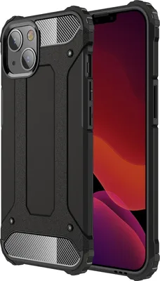 Produktbild von Mobigear Outdoor Schutzhülle für iPhone 13, Hartschalen-Rückseite, stoßfest - Schwarz