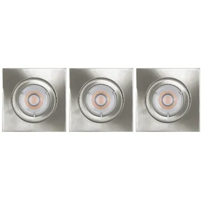Produktbild von 3er Set Light Topps LED Einbaustrahler Eisen gebürstet schwenkbar 3 x 6,8W GU10 warmweiß 2700K 25° DIMMBAR